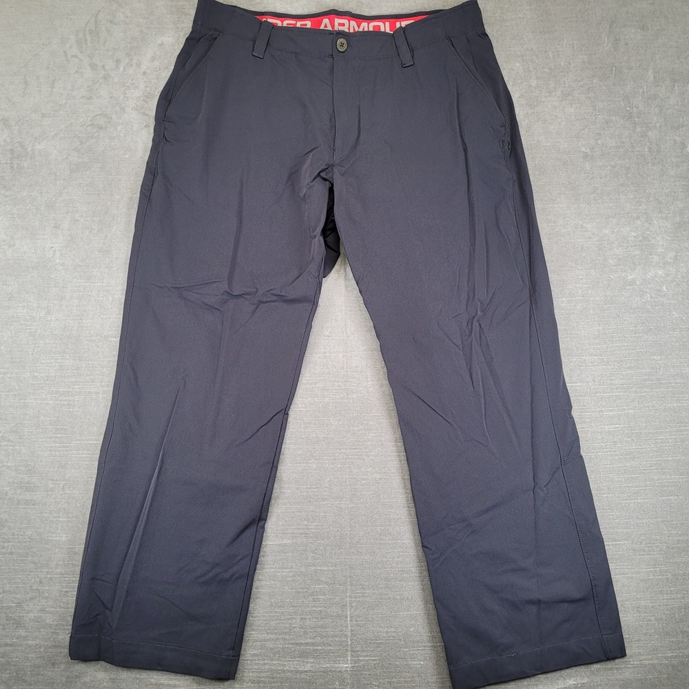Under Armour Golf Pants Mens Actual Size 34x28 Gray Straight Leg Performance